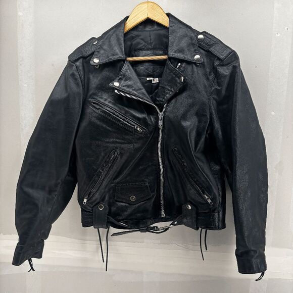 Vintage Harley Davidson Womens Medium Heavy Leather Motorcycle Riding Jacket 80s - Picture 1 of 14